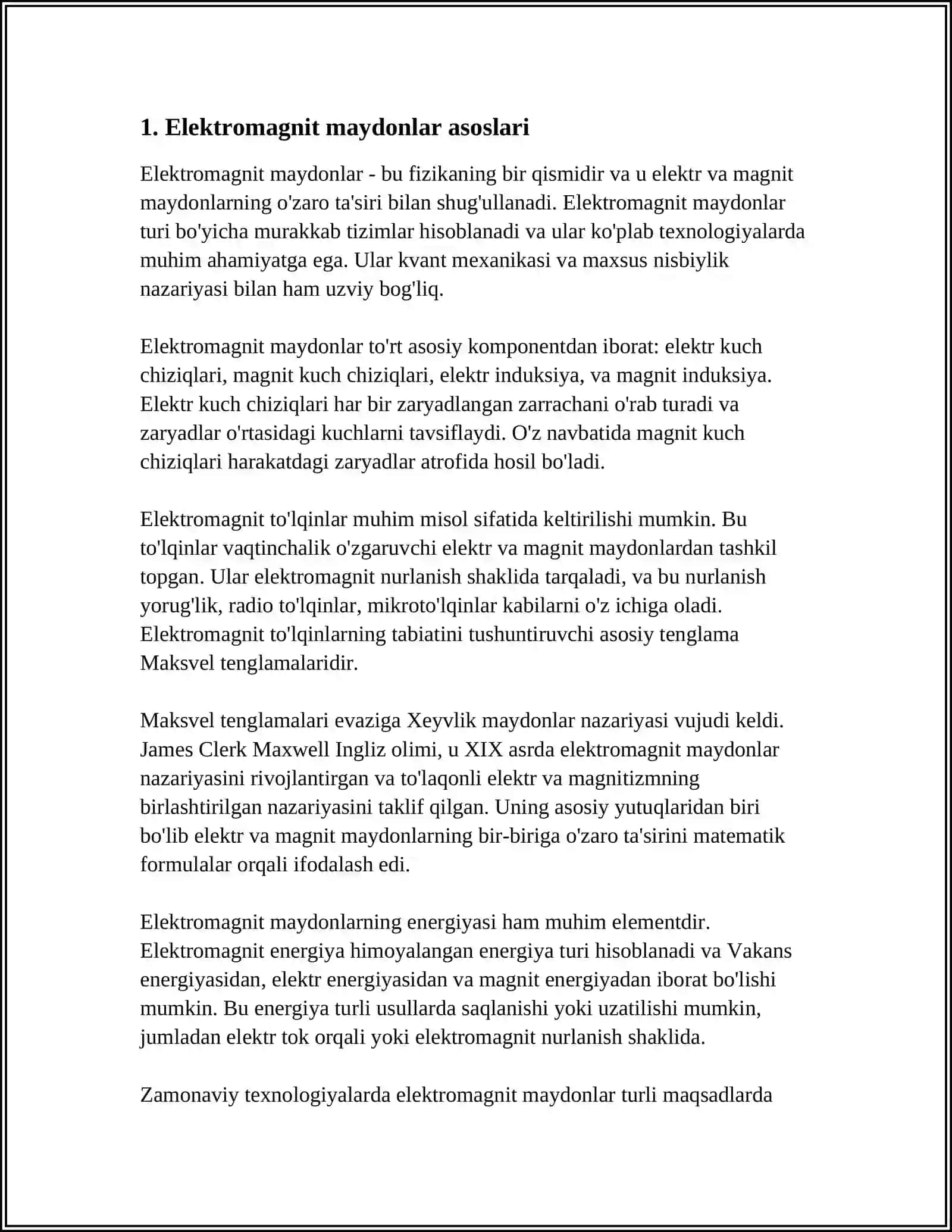 ELEKTROMAGNIT MAYDONLAR VA TO’LQINLAR ASOSLARI. CHASTOTALAR TURLARI (SLF-30-300 HZ) 3