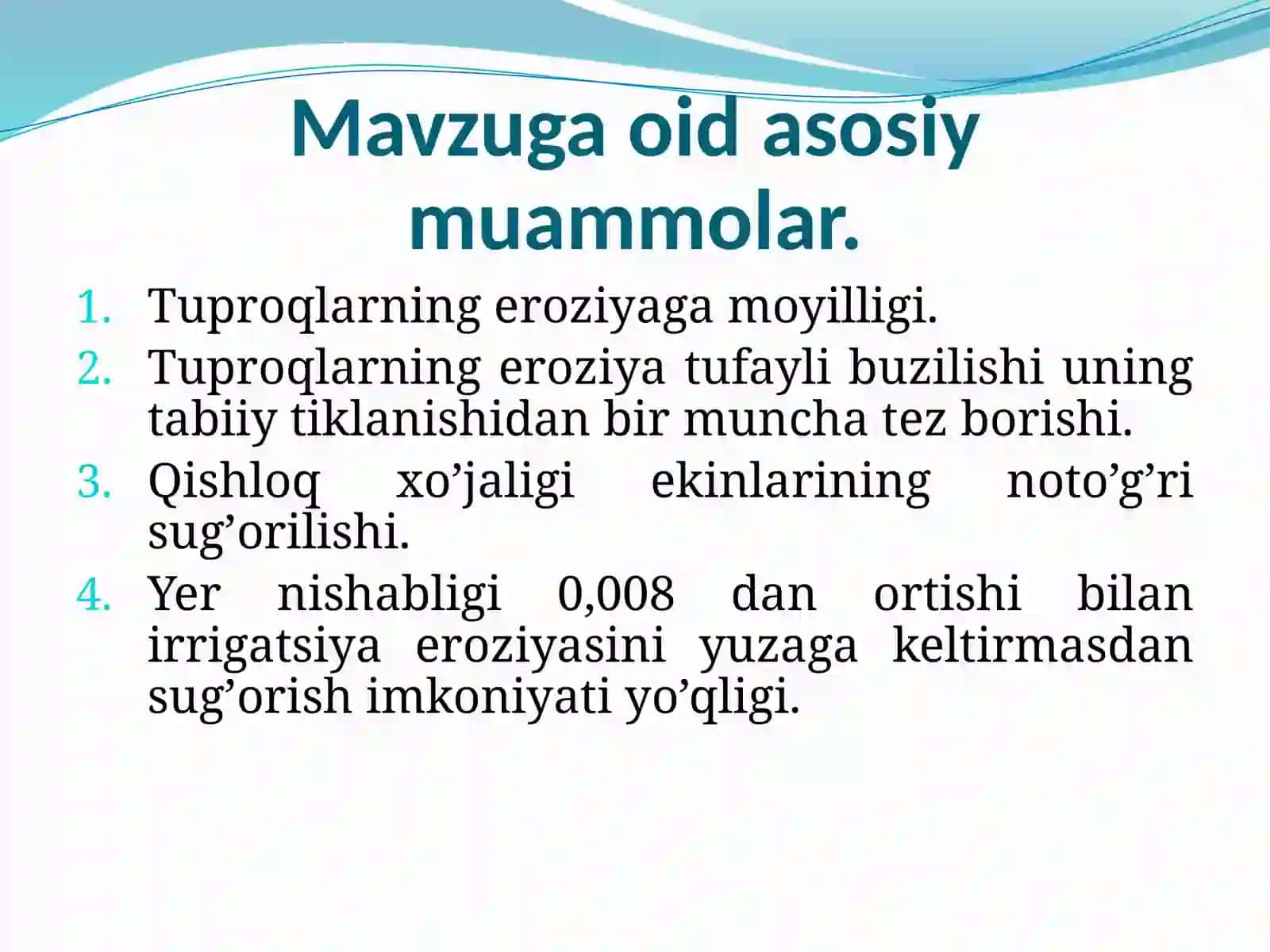Tuproq eroziyasi va irrigatsiya muammosi 3
