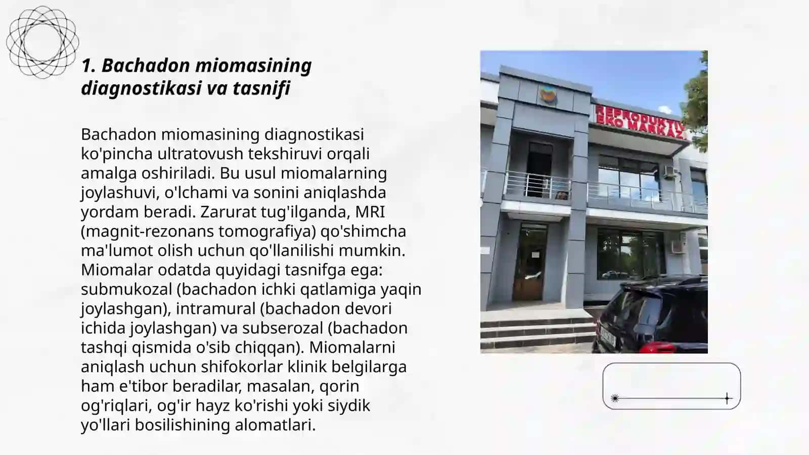 Bachadon miomasi bo'lgan ayollarning reproduktiv salomatligini saqlash va oilani rejalashtirish 3