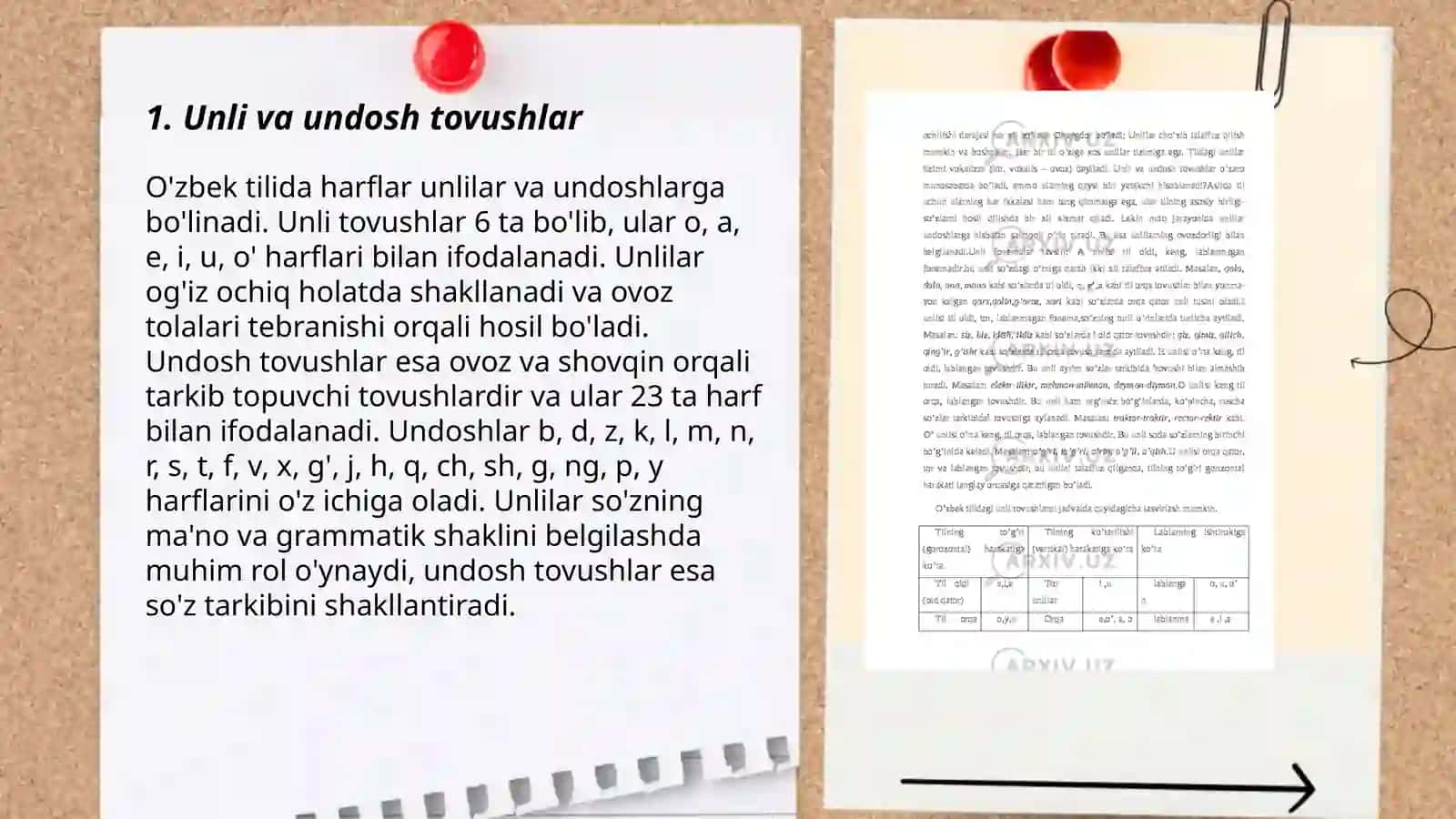 Unli va undosh tovushlar tasnifi 3