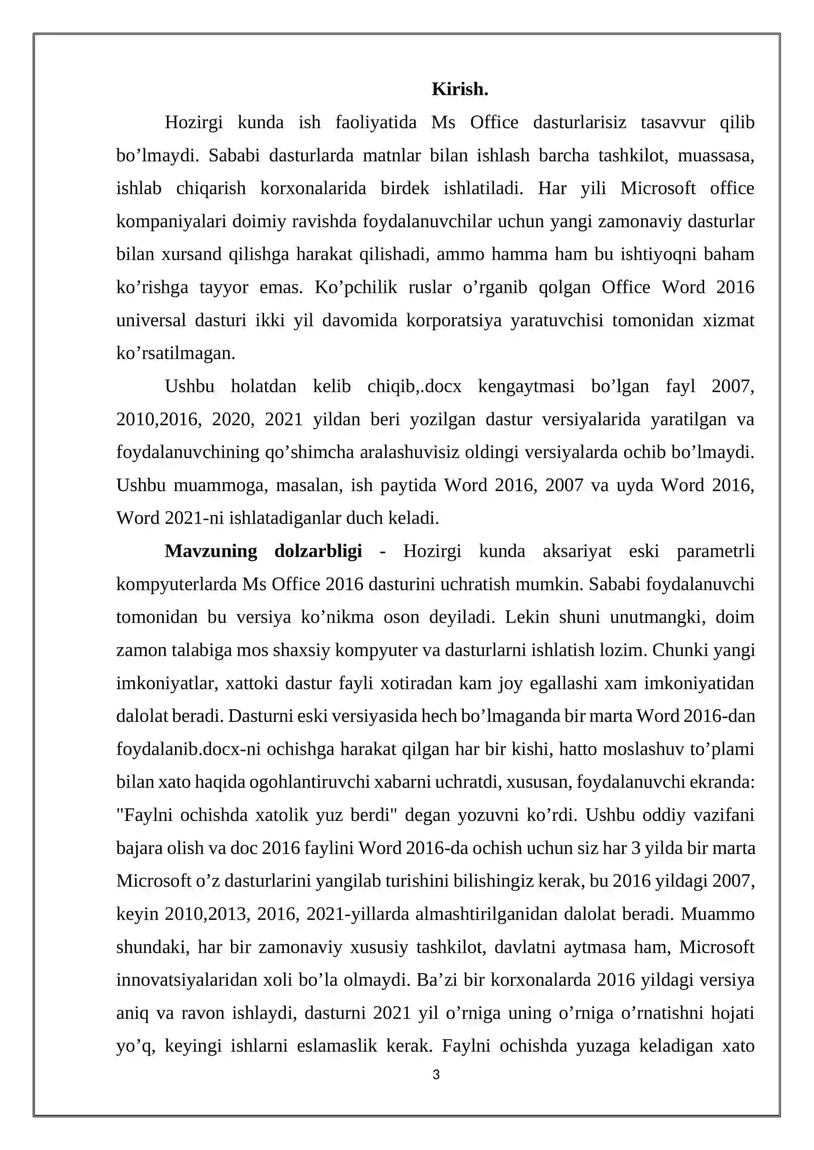 MICROSOFT OFFICE DASTURINI O’QITISH METODIKASI 3
