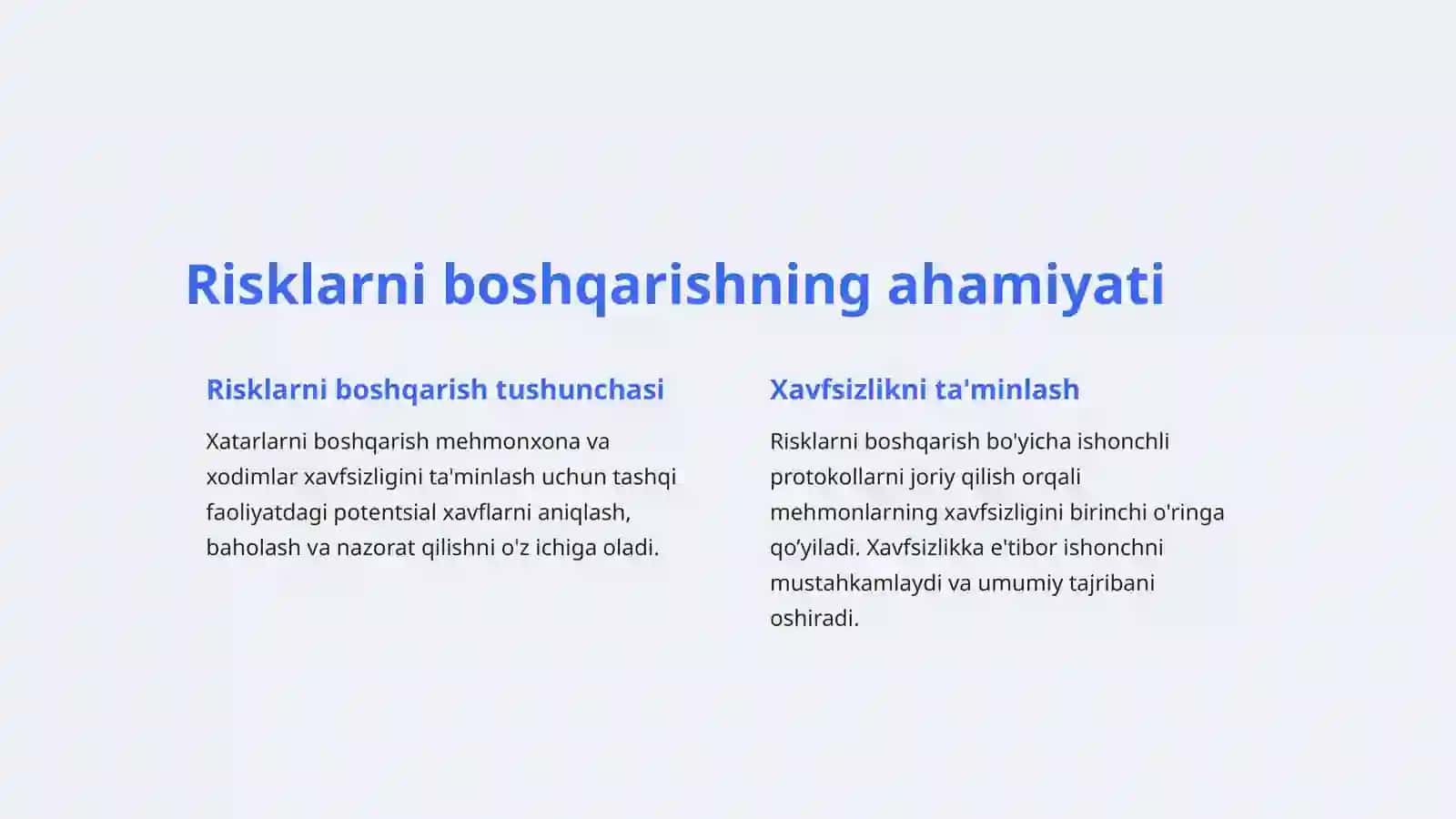 Zamonaviy mehmonxonalarning tashqi faoliyat xavfsizligini taminlash 3