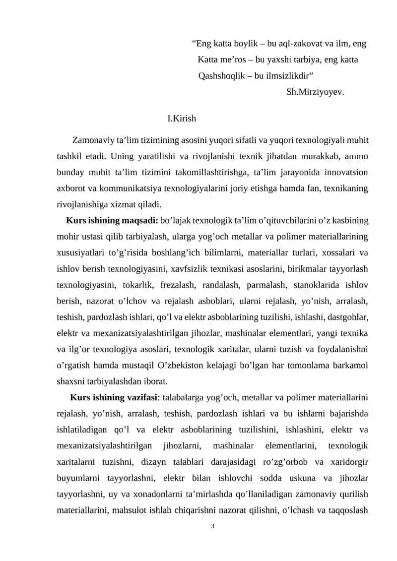 TEXNIK IJODKORLIK VA DIZAYN KURS ISHI 3
