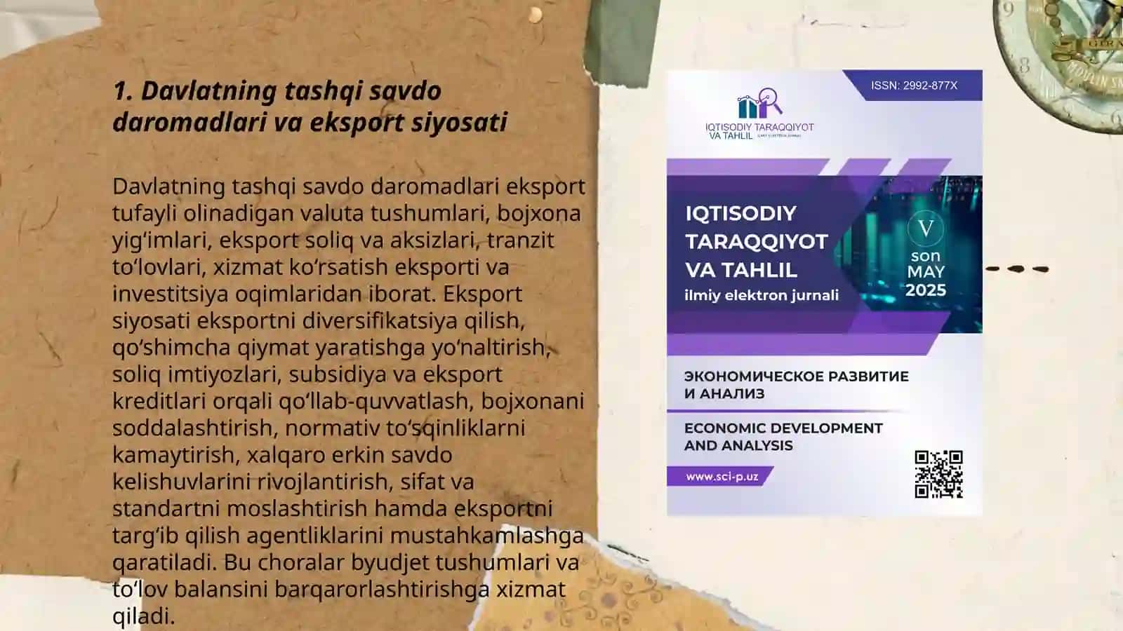 Taraqqiyot strategiyasini amalga oshirish sharoitida davlatning tashqi iqtisodiy faoliyat bo‘yicha daromad va xarajatlari 3