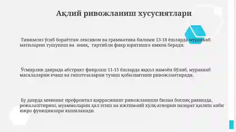 Oʻsmirlik davrida intiliktual va emotsional rivojlanish xususiyatlari 3