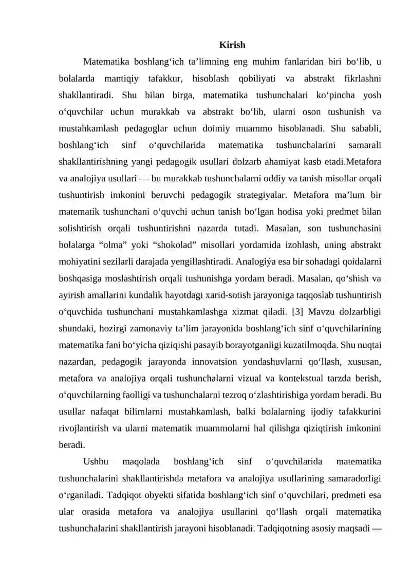 Boshlang‘ich sinflarda matematika tushunchalarini shakllantirishda metafora va analojiya usullarining samaradorligi 3