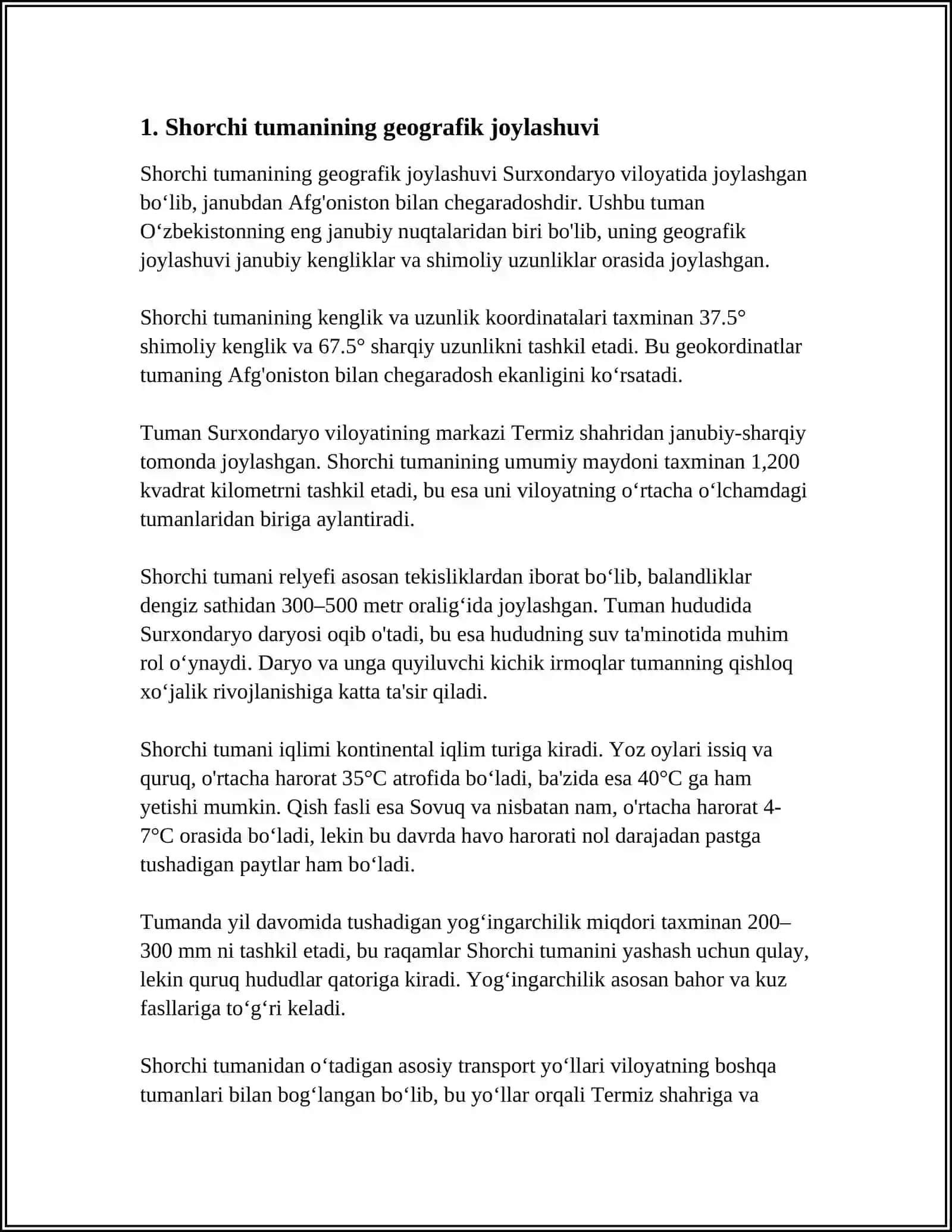 SURXANDARYO VILOYATIDAGI SHO'RCHI TUMANI HAQIDA MALUMOT 3