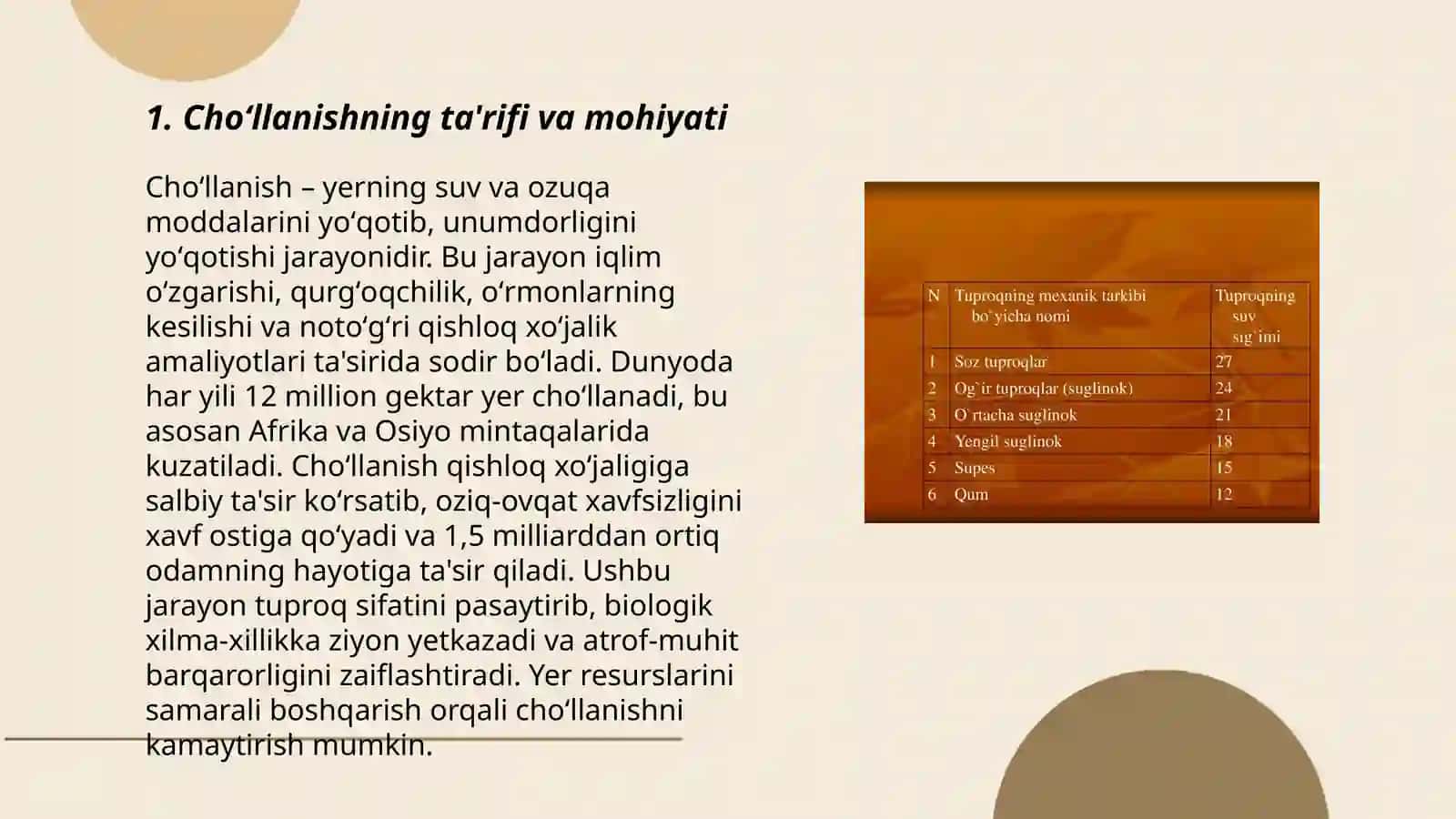 Qishloq xoʻjaligida tuproqlarni choʻllanish sabab va oqibati 3