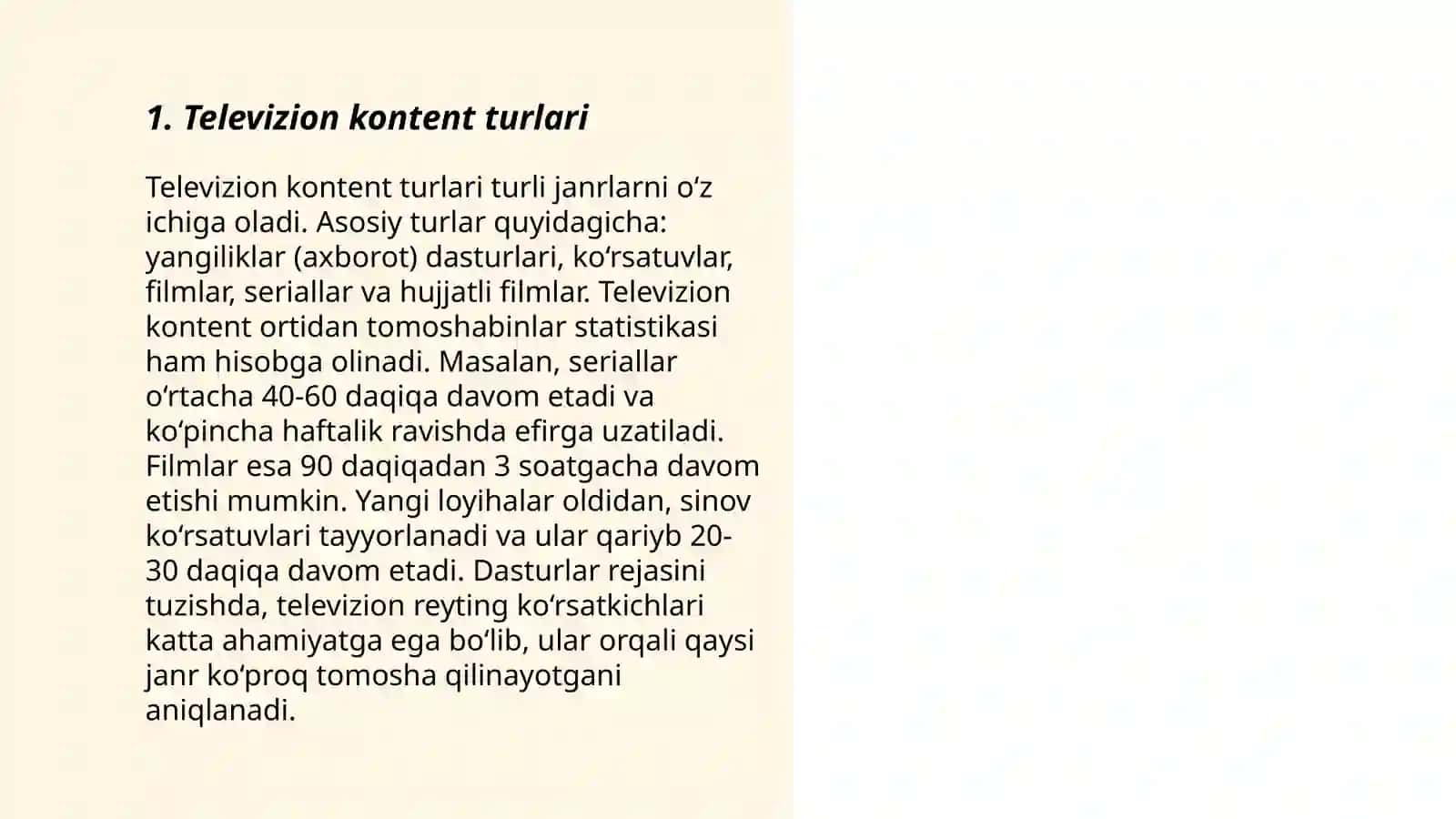 Televizion kontent turlari 3