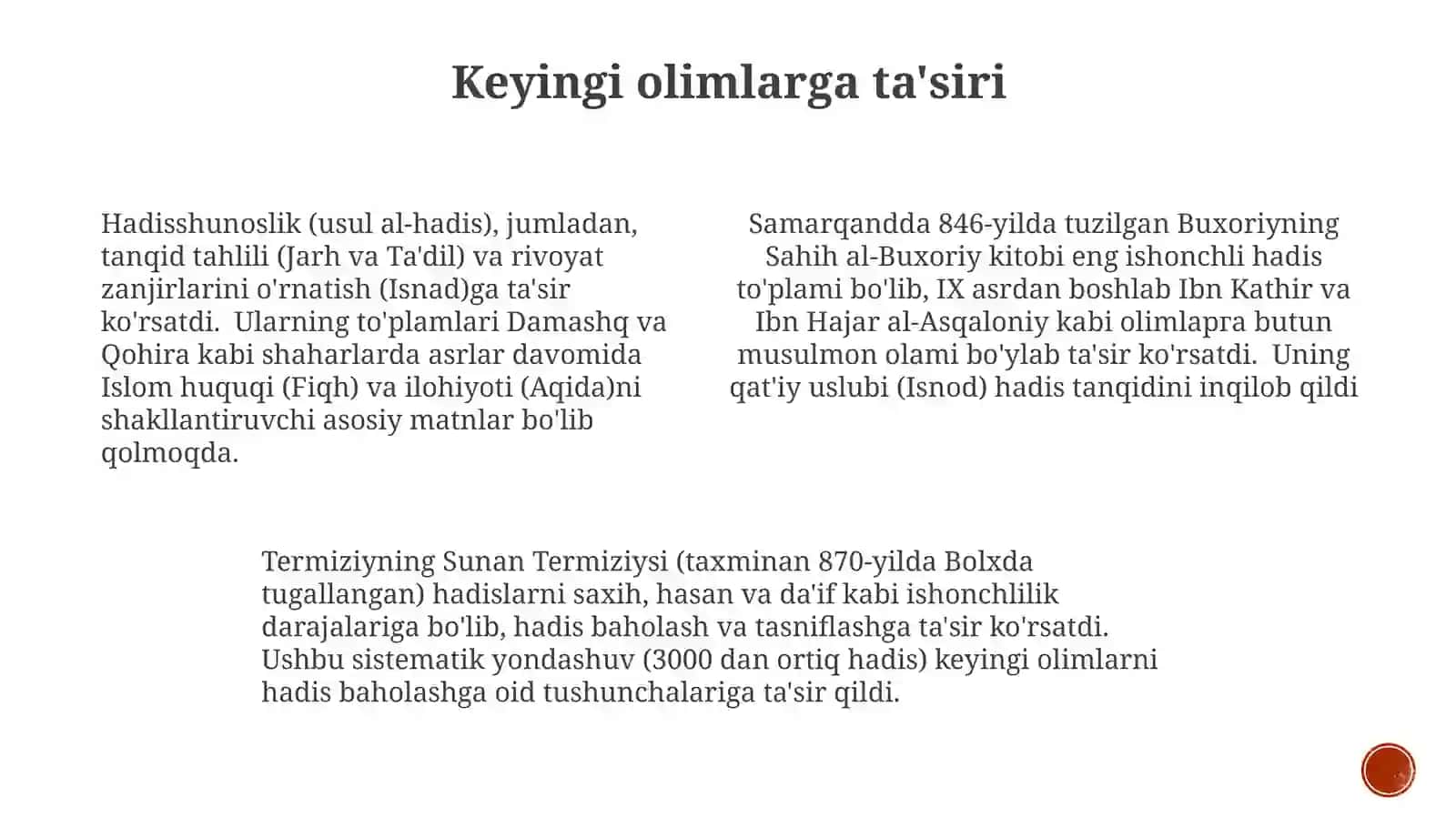 Imom Buxoriy va Imom Termiziyning hadis ilmi 3
