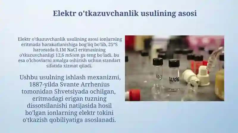 Elektr ôtkazuvchanlik usuli bilan eruvchanlikni aniqlash 3