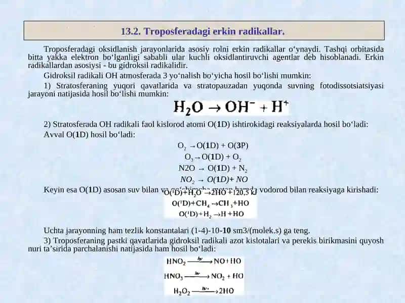 Troposferadagi erkin radikallar 3