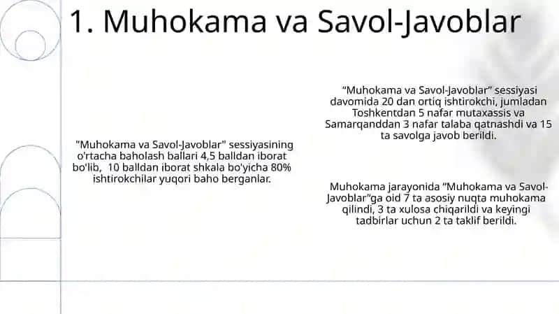 Muhokama va Savol-Javoblar 3