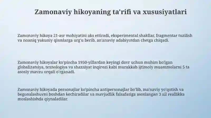 Zamonaviy hikoyalar 3