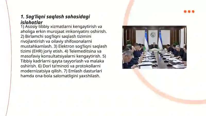 Sogʻliqni saqlash sohasidagi islohotlar 3