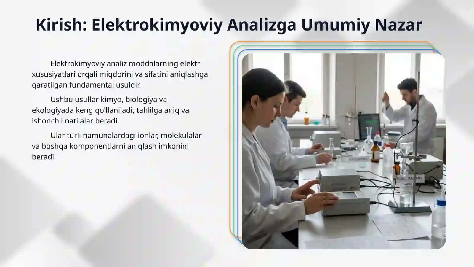 Elektrokimyoviy analiz usullari (voltametriya, galvanostatik, kulonometriya, polyarografik, analiz usuli, differensial titrlash, differensial polyarografiya) 3