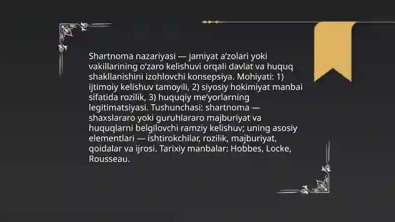 Davlat va huquq tog'risidagi shartnoma nazaryasi moxiyati 3