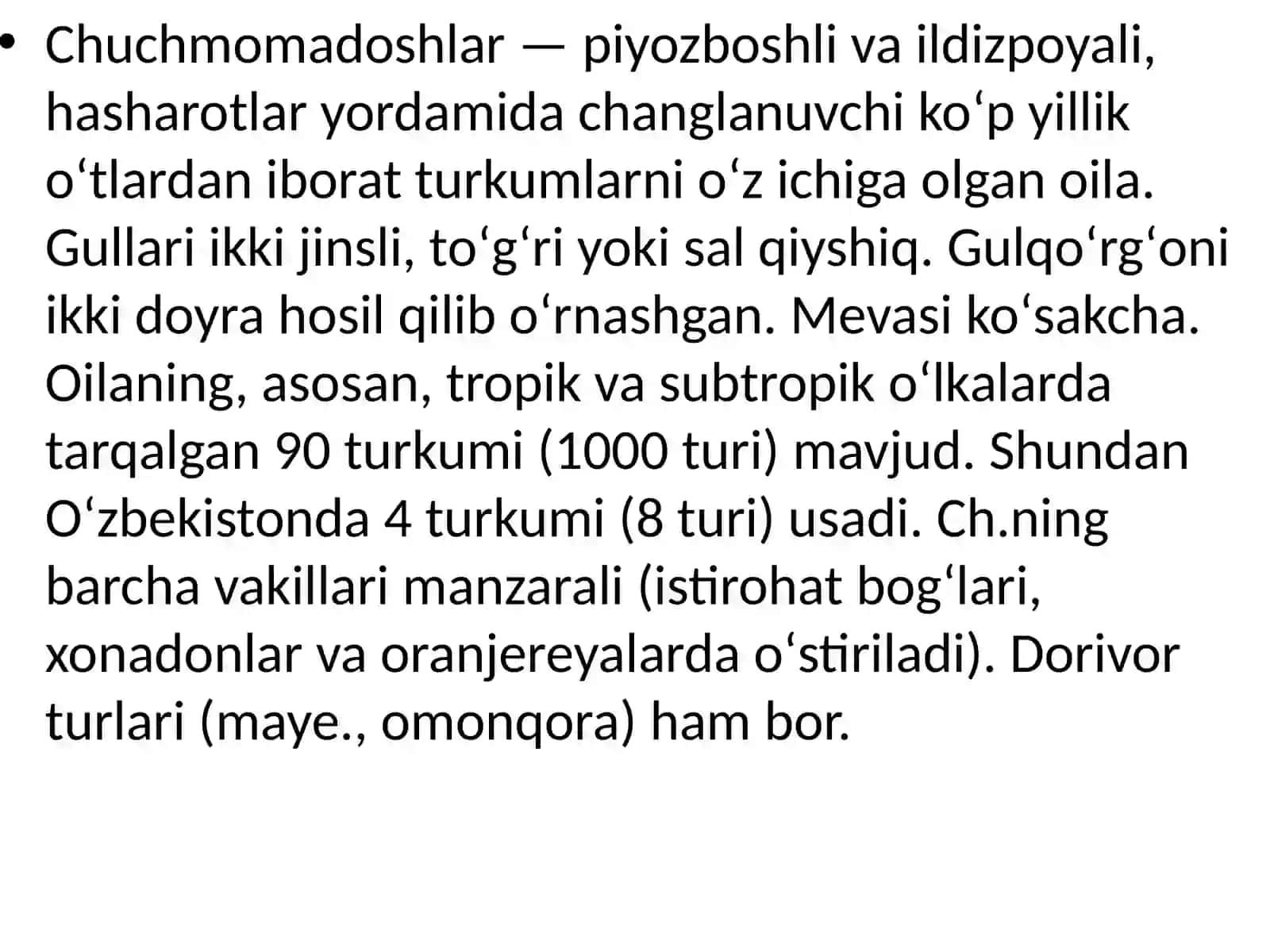 Chuchmomadoshlar(Amarilidaceae) oilasi davlatalari in. biologiyasi, ekologiyasi, areali va xalq xo'jaligidagi ahamiyati 3