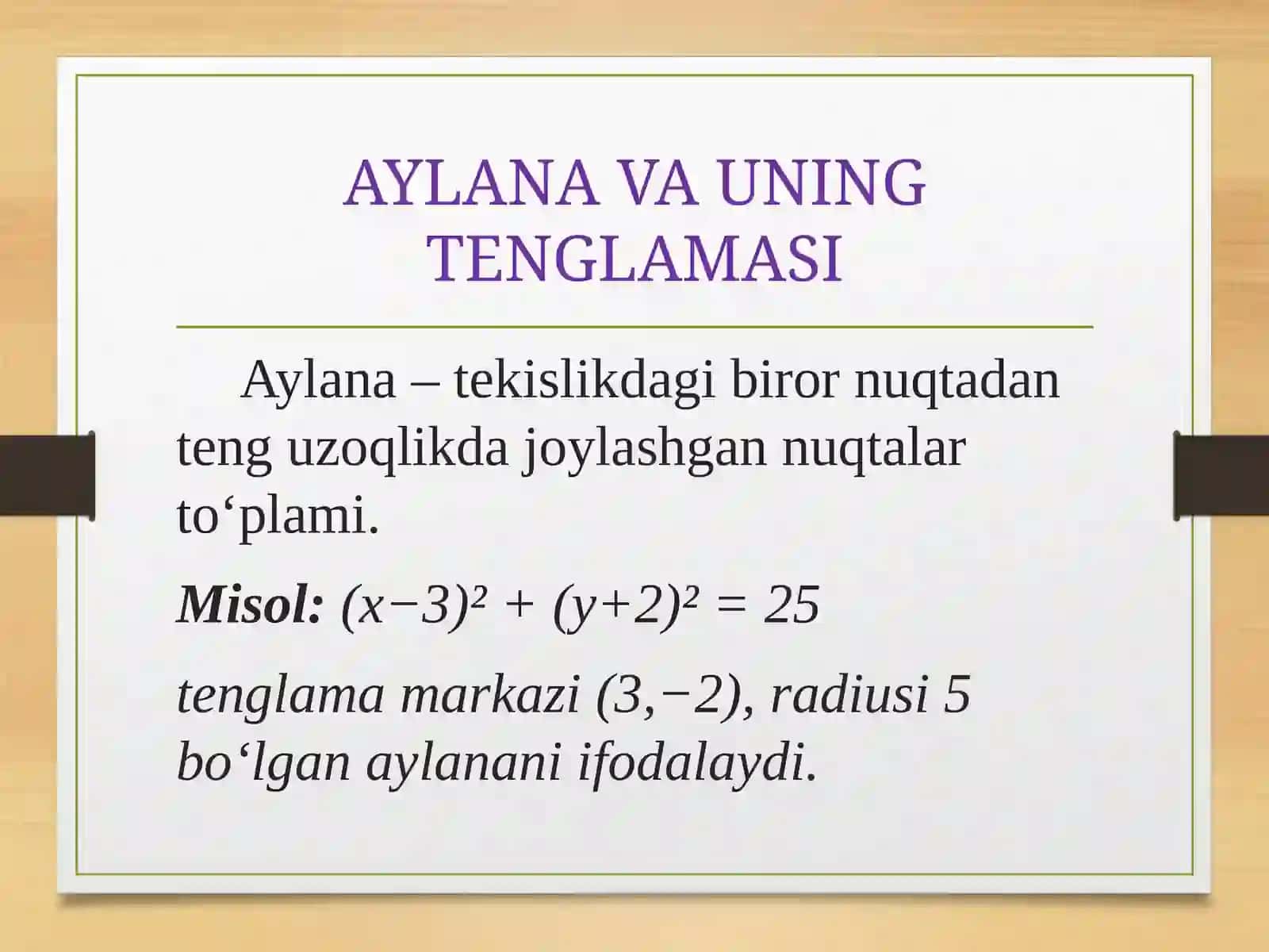 AYLANA, ELLIPS, GIPERBOLA VA PARABOLA 3