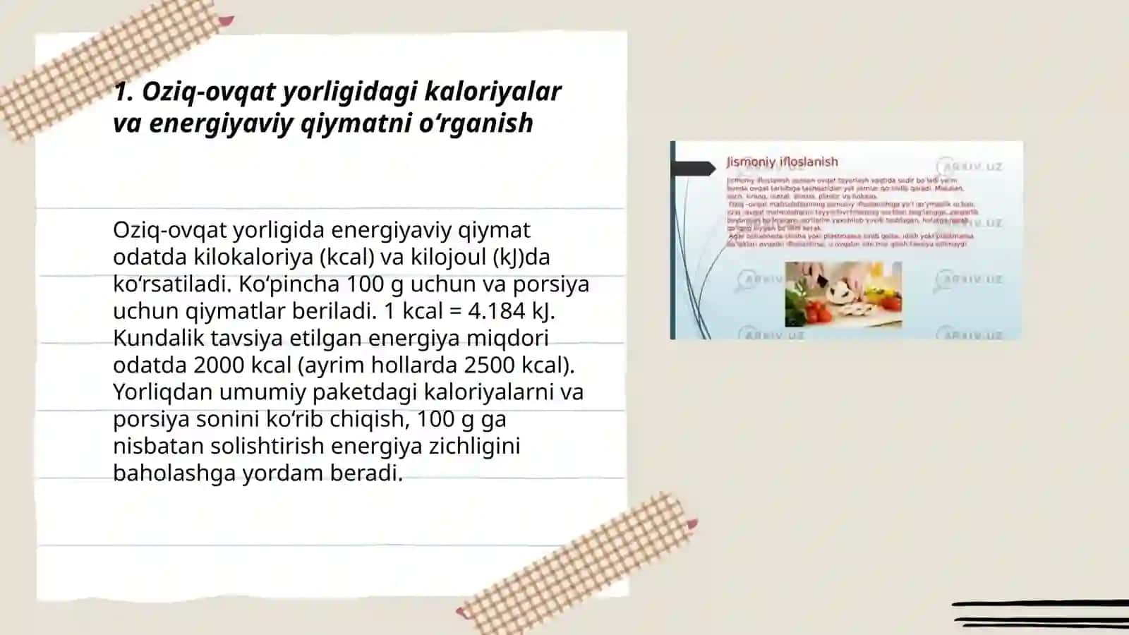 Oziq ovqat mahsulotlarining foydali va zararli tomonlarini yorliqlar bilan o'rganish 3