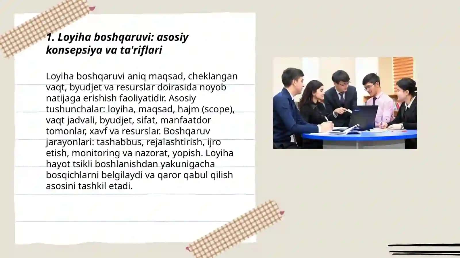 Loyiha boshqaruvi evolyutsiyasi:konsepsiya va ta'riflar 3