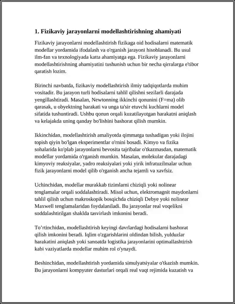 FIZIKAVIY JARAYONLARNI MODELLASHTIRISH IMKONIYATINI BERUVCHI PEDAGOGIK DASTURIY VOSITALAR MISOLIDA FIZIKAVIY JARAYONNI MODELLASHTIRISH 3