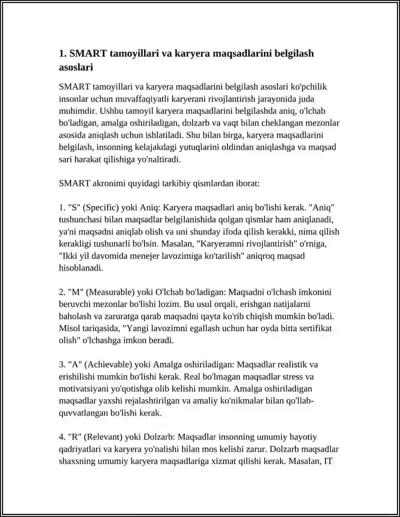 SMART MADENLI ASOSDA KARYERA MAXSADLAR BELGILASH USULLARI 3