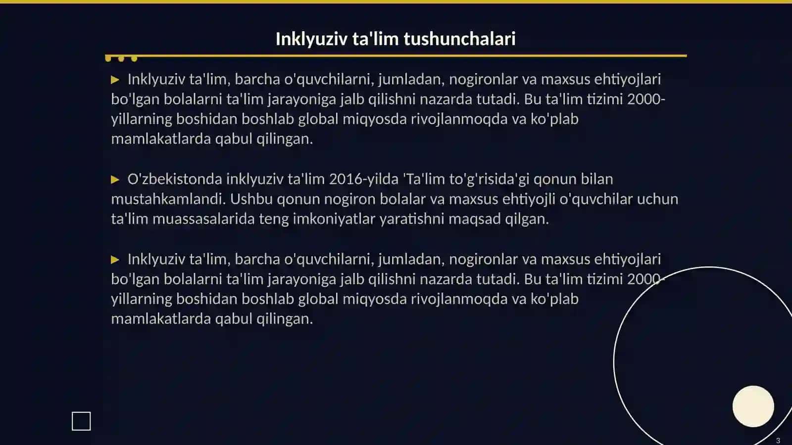 Dastlabki tajriba inklyuziv makablarni tashkil etilishi 3