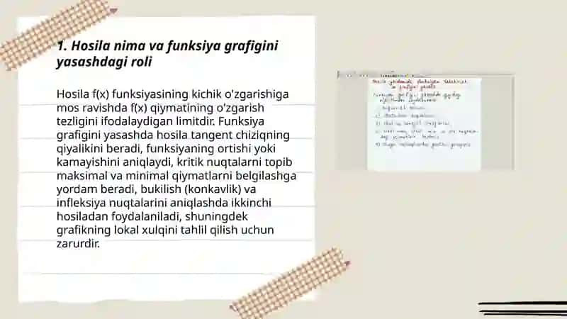 Hosila yordamida funksiya grafigini yasash 3