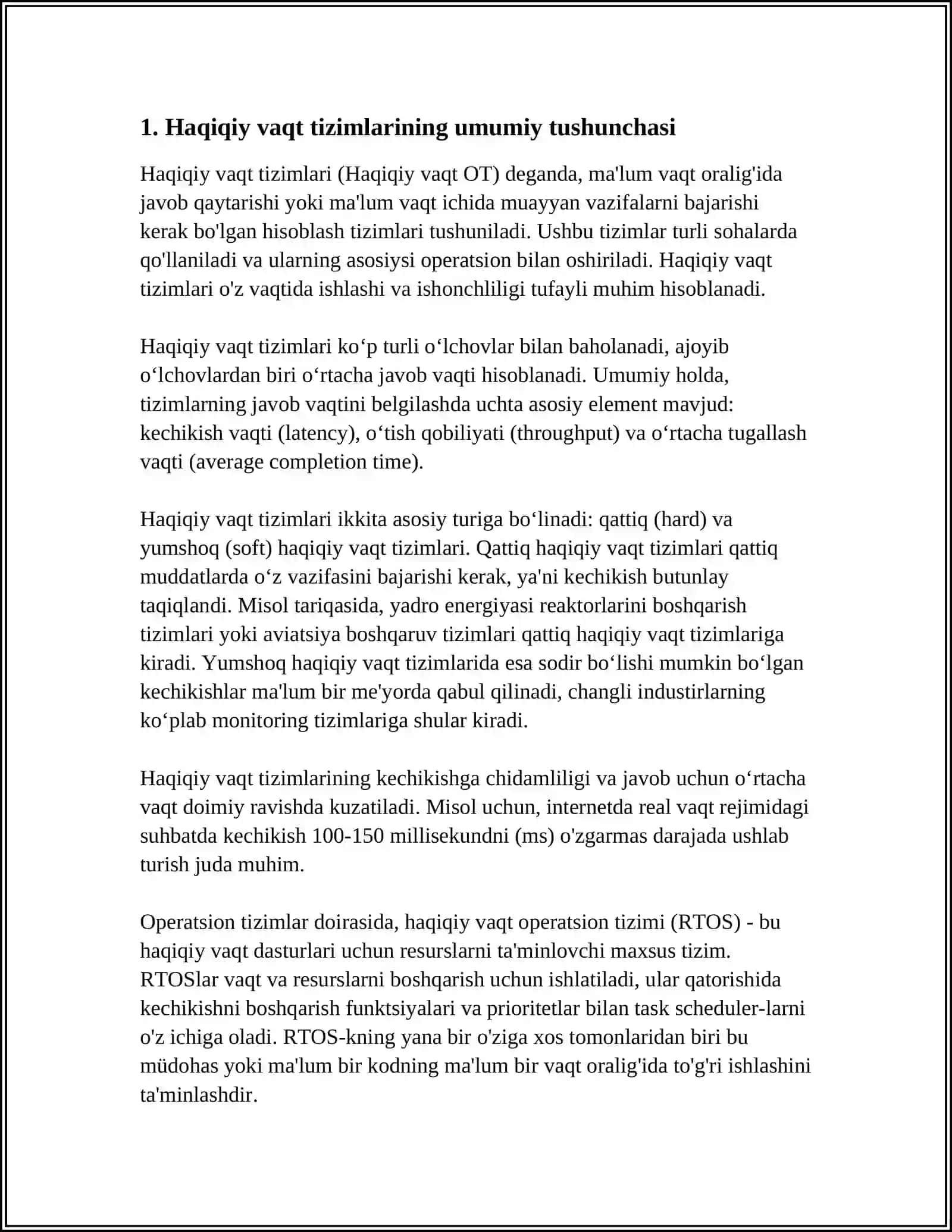 REAL VAQT TIZIMINI QURISH VA UNING ASOSIY QISMLARI 3
