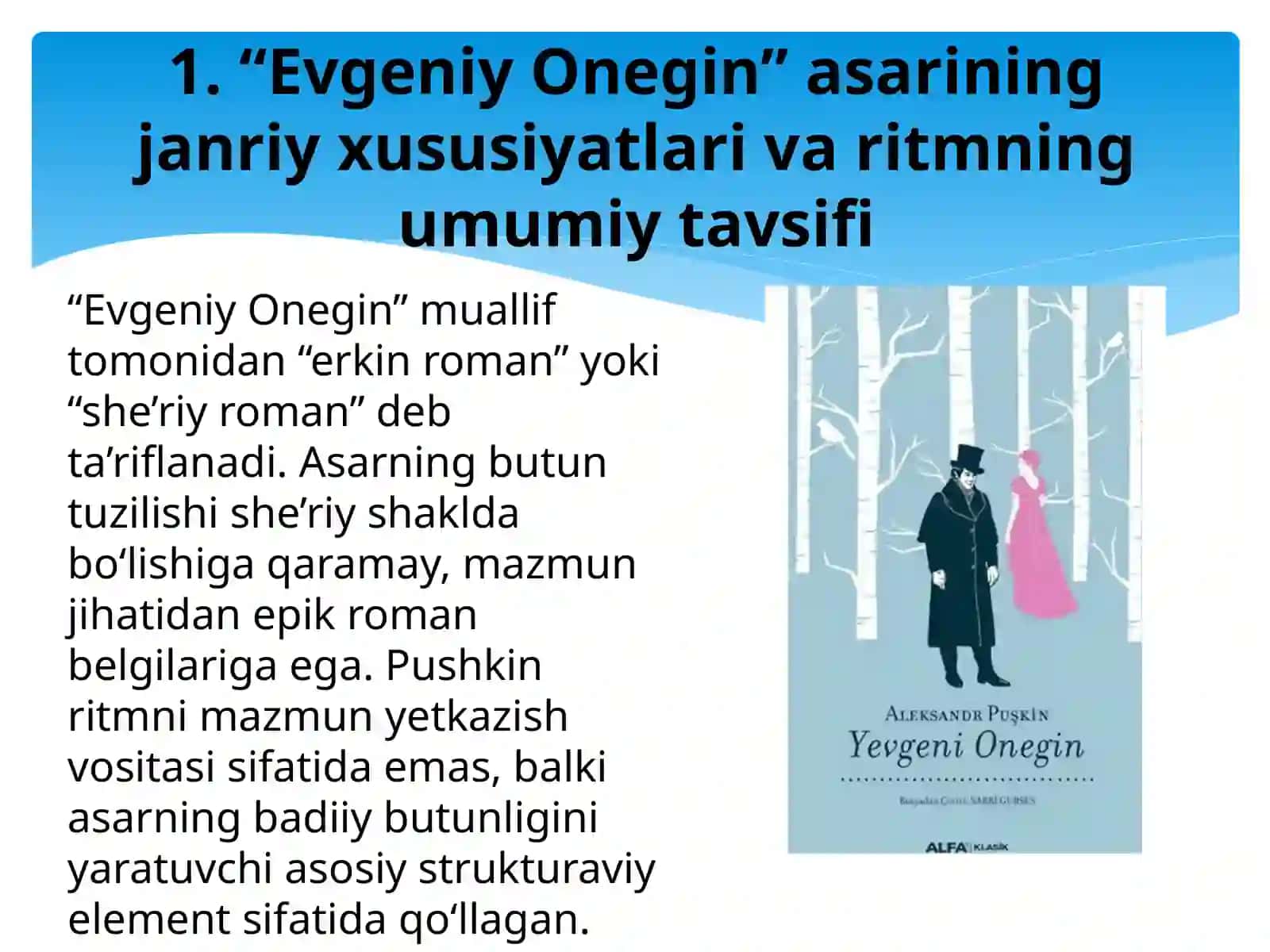 Aleksandr Pushkinning "Evgeniy Onegin" asarida ritm oʻrni 3