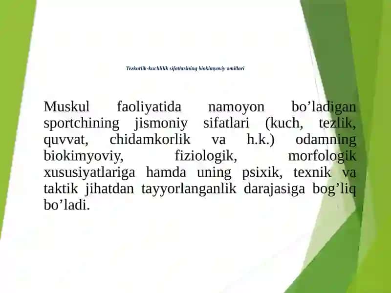 Sportchilarning tezkorlik-kuchlilik sifatlari va chidamkorligining biokimyoviy asoslari 3