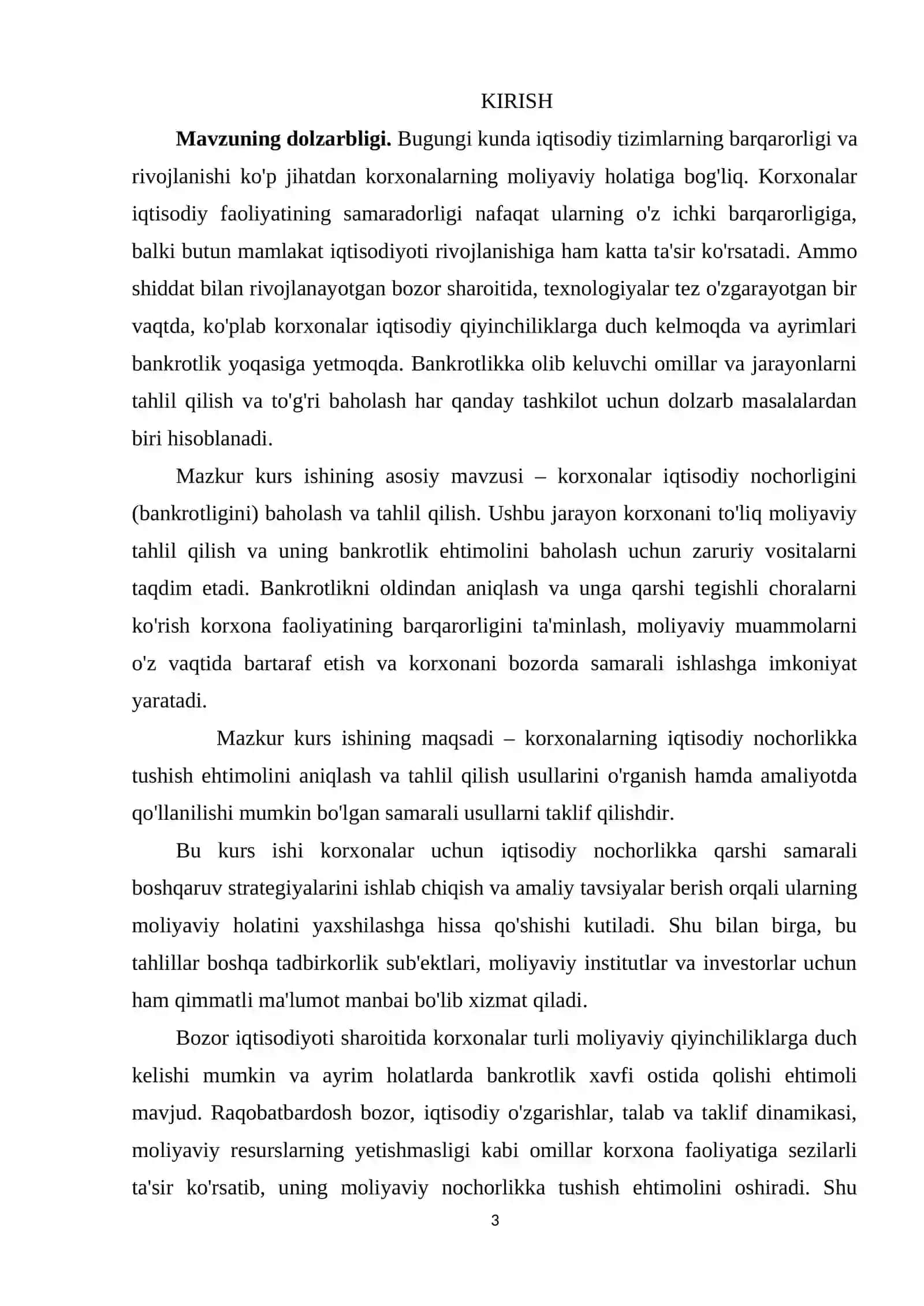 Korxonalar iqtisodiy nochorligi (bankrotligi)ni baholash va tahlil qilish 3