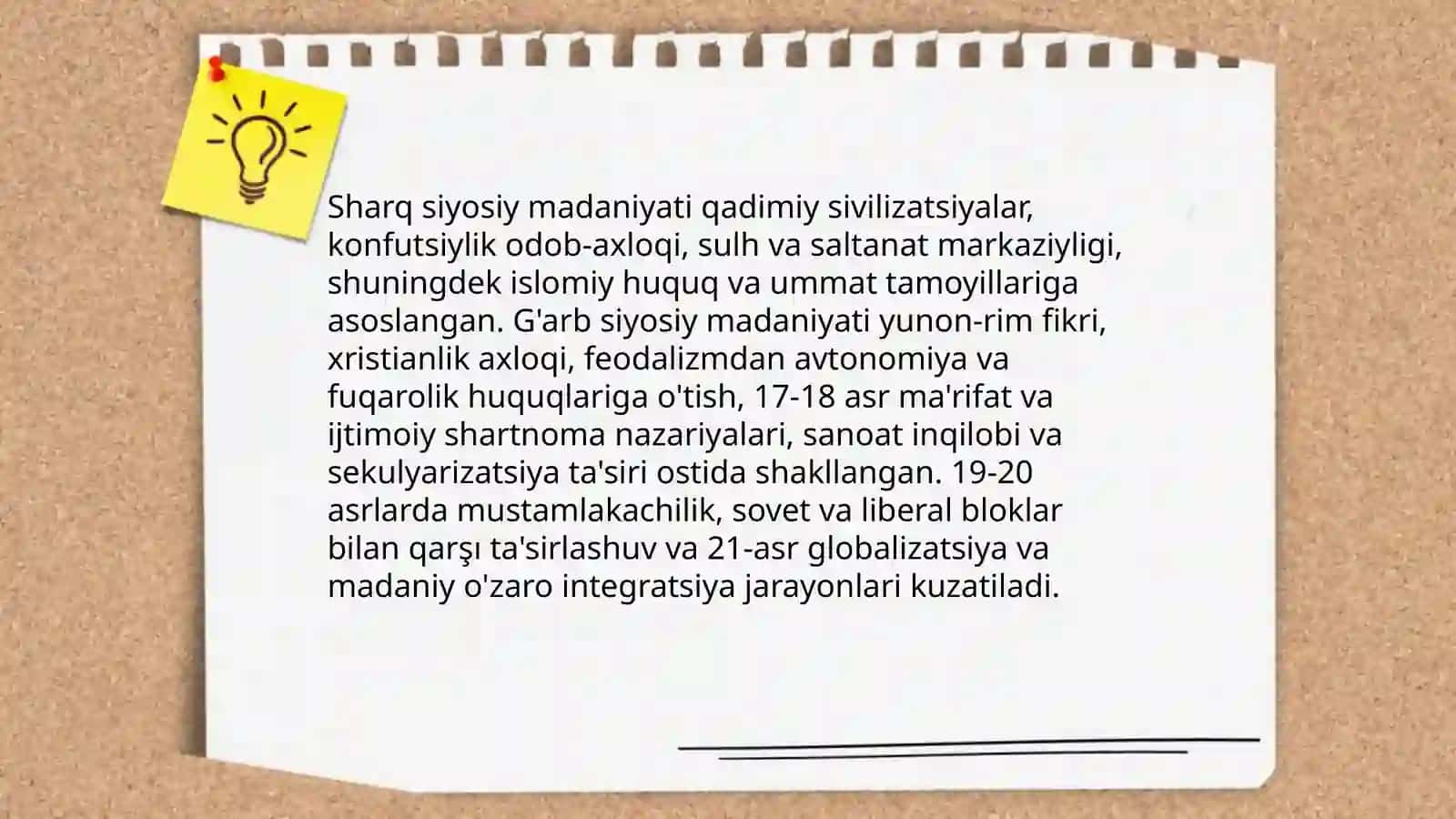 Sharq va G'arbning siyosiy madanaytlari umumiy xususiyatlari farqli jihatlari va o'zaro bog'liqlik 3