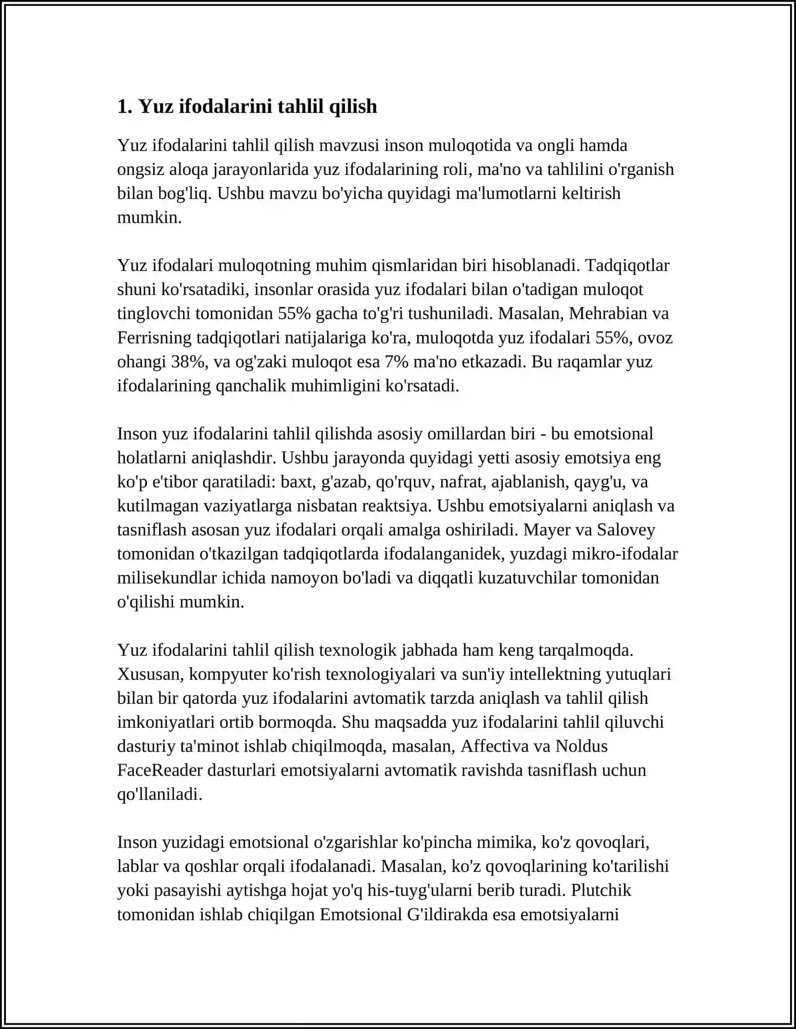O'QITUVCHINING YUZLARINI OQISH, BOSHQALARNING AHVOLINI TUSHINISH SANATI 3