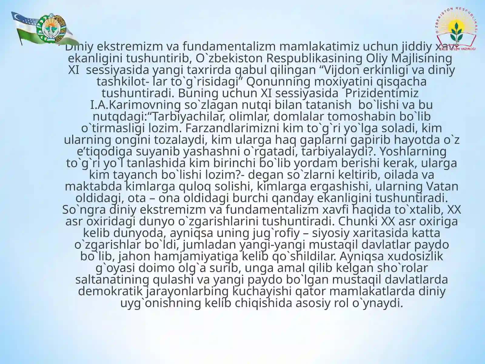 Diniy ekstremizm va terrorizmni jamiyat barqarorligiga tahdidi 3