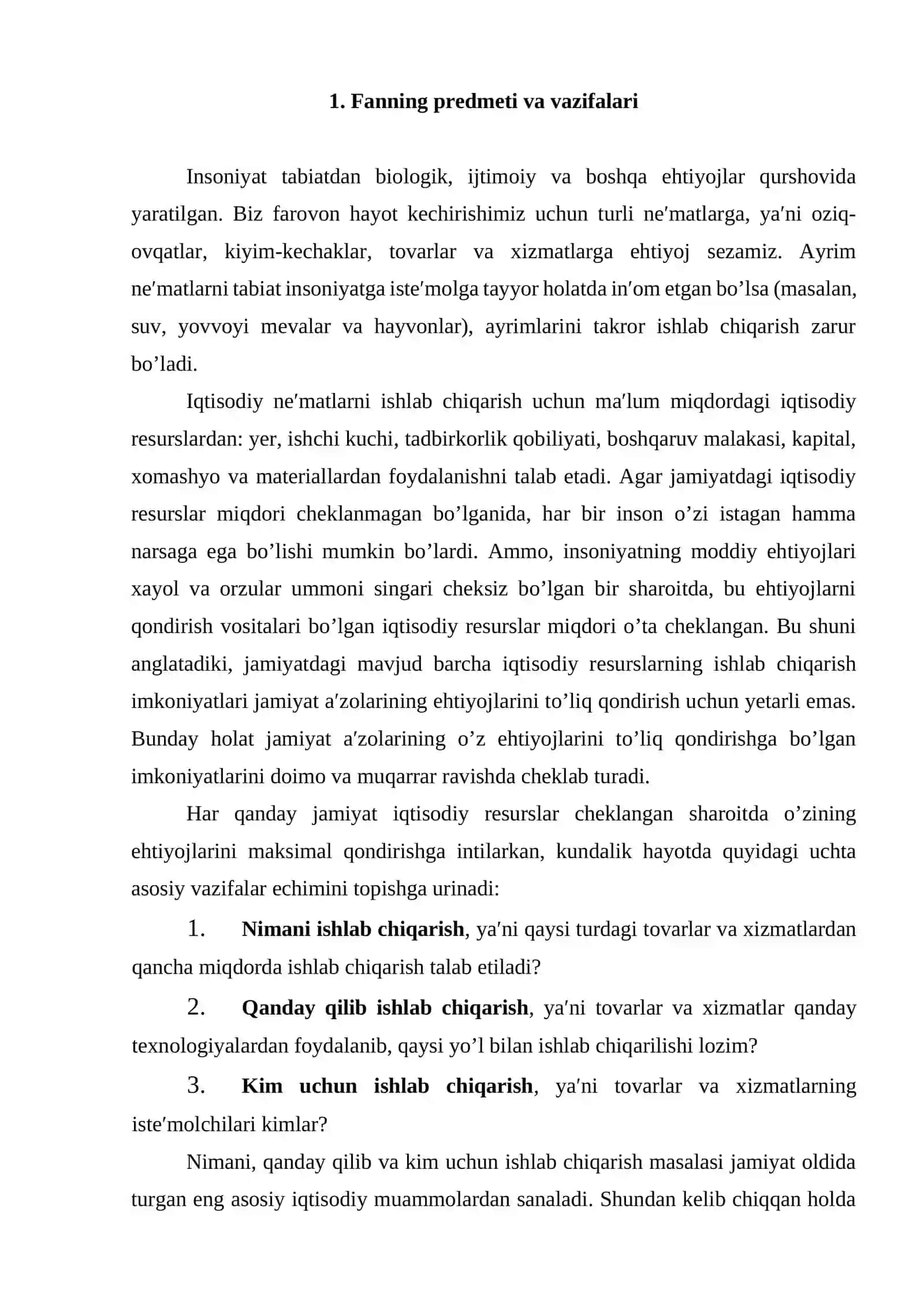 Mikroiqtisodiyot” fаnining mаzmuni, prеdmеti vа o’rgаnish usullаri 2026 3