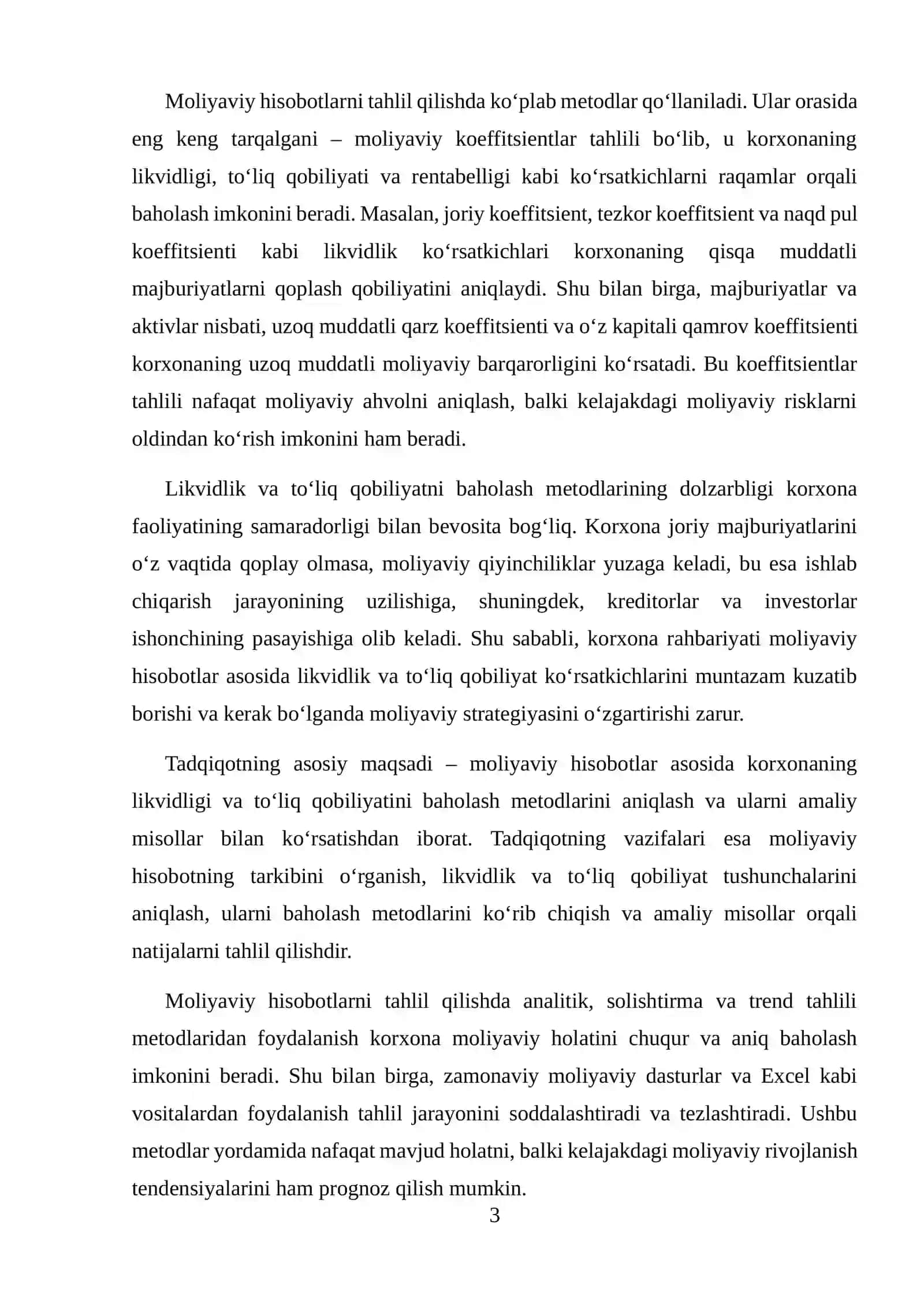 MOLIYAVIY HISOBOTDA LIKVIDLILIK VA TO‘LIQ QOBILIYATINI BAHOLASH METODLARI 3