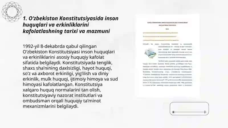 Oʻzbekistonda inson huquqlari va erkinliklarini kafolatining yaratilishi 3