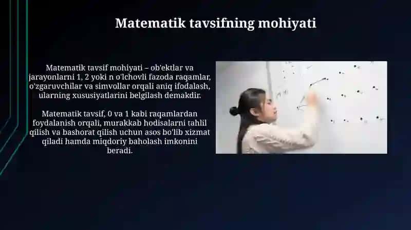 Matematik tavsif va uni tashkil etuvchi tenglamalar 3