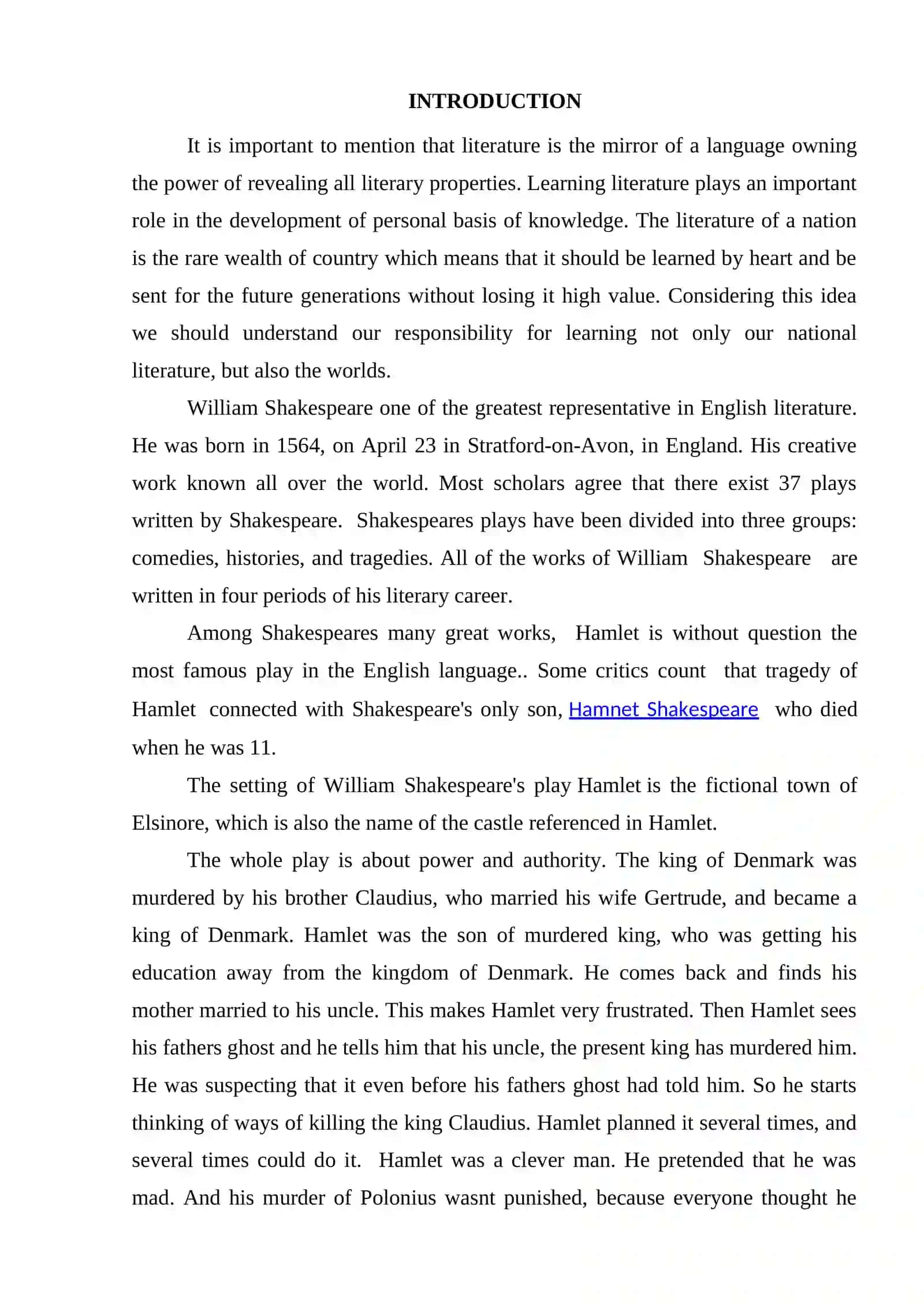 COURSE WORK: “HAMLET” AND "TRAGEDY OF REVENGE" 3
