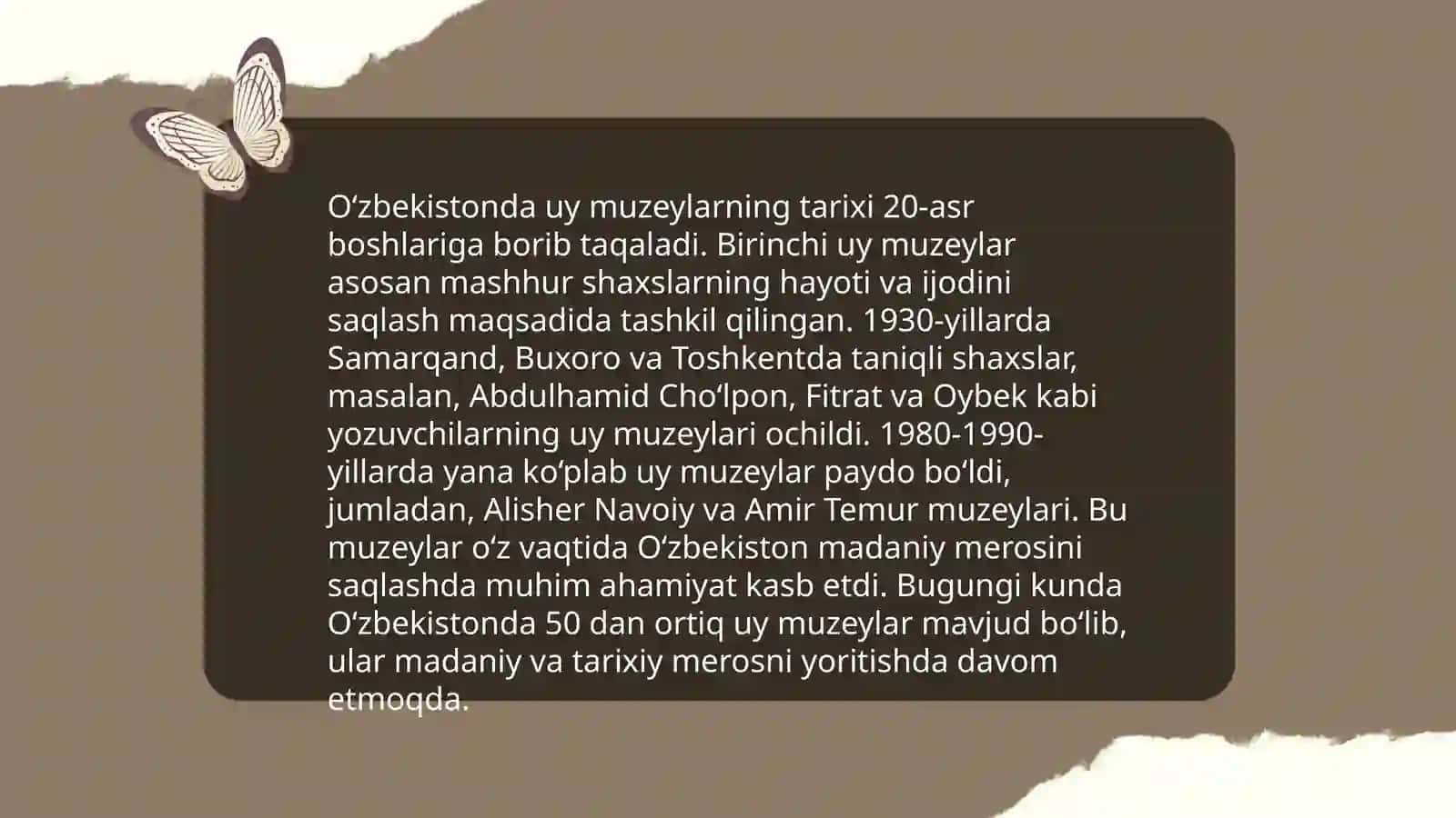 O‘zbekistonda uy muzeylarni yaratilishi va maqsadi 3