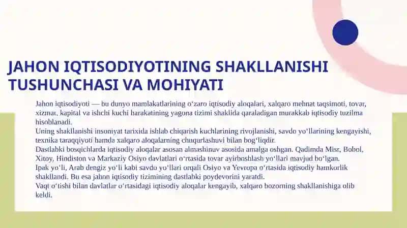 Jahon iqtisodiyotining shakllanishi va rivojlanish bosqichlari 3