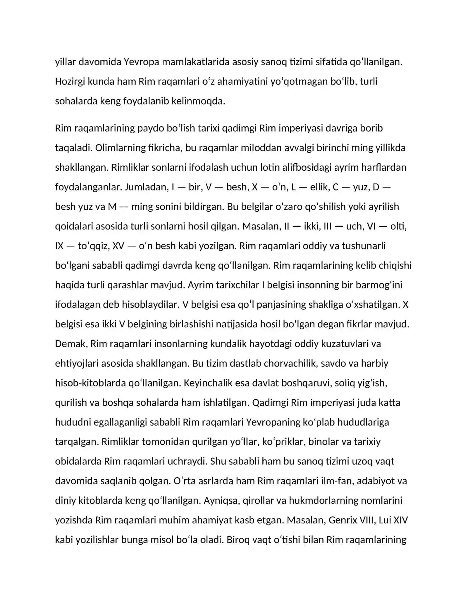 Boshlangʻich sinflarda rim raqamlarini oʻrgatish 3