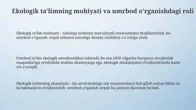 Uzluksiz taʼlimda ekologik taʼlim konsepsiyasi 3