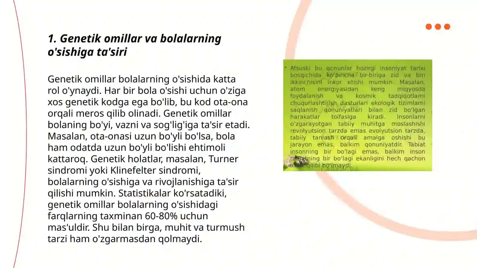 Bolalarning oʻsishini belgilovchi omillar (genetik, atrof-muhit, endokrin va asab tizimining roli) 3