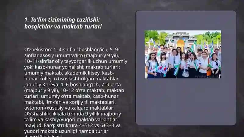 O'zbekistonda maktab ta'limi va Janubiy Koreya maktab ta'limi 3
