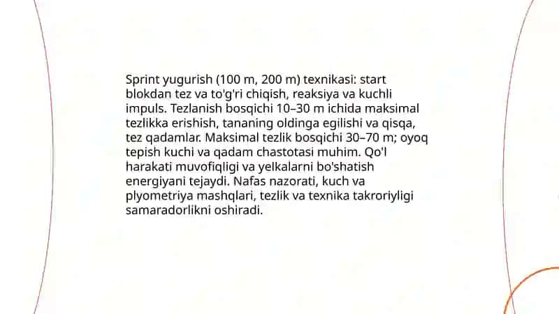 Yengil atletika turlari texnikasini oʻrganish 3