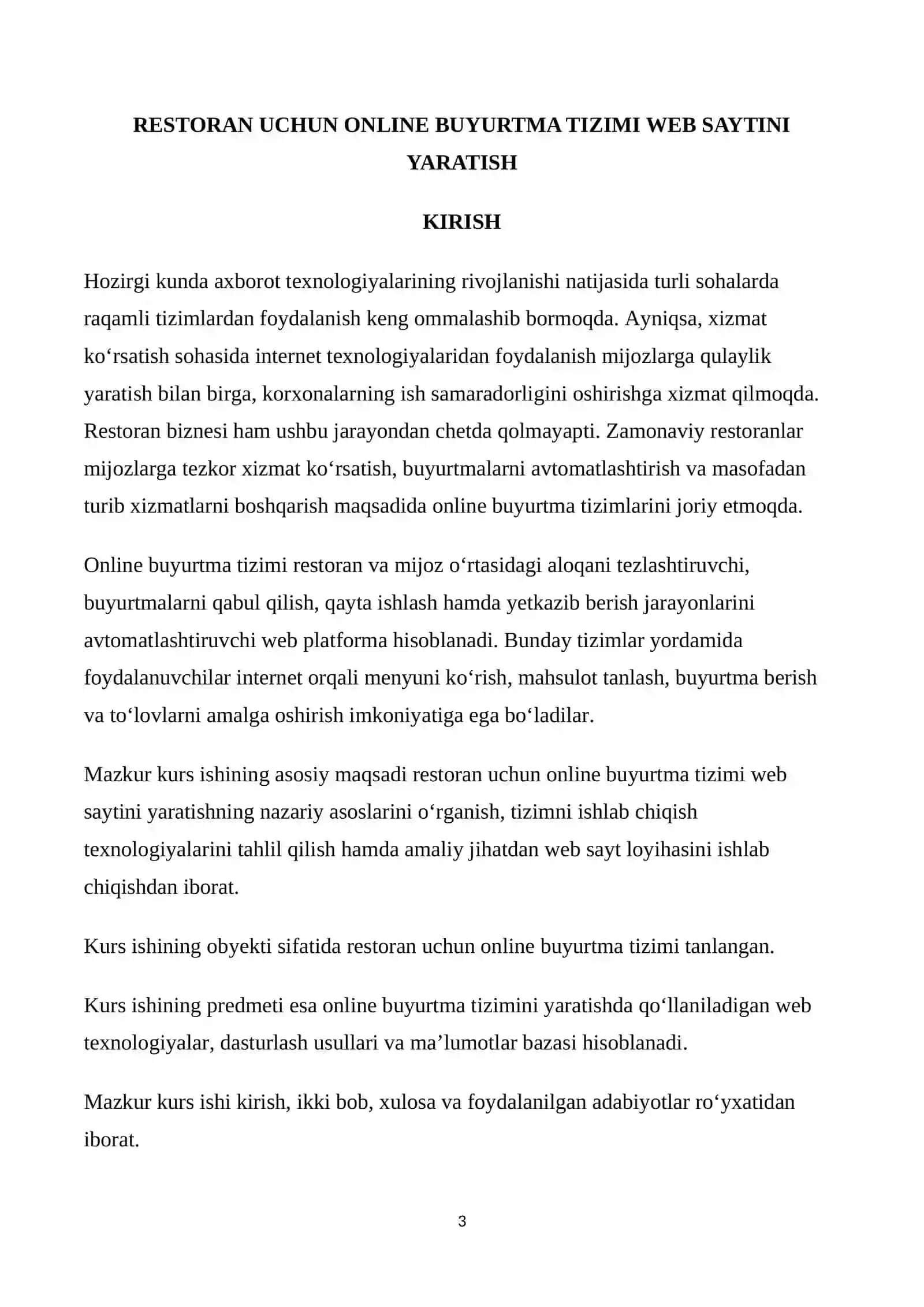 " Online imtihon olish tizimi web saytini yaratish" 3