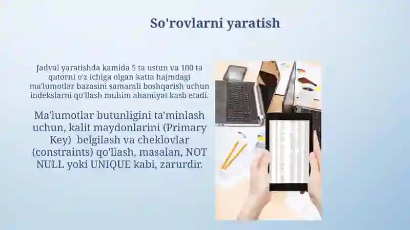 Access dasturida jadvallar bilan ishlash 3